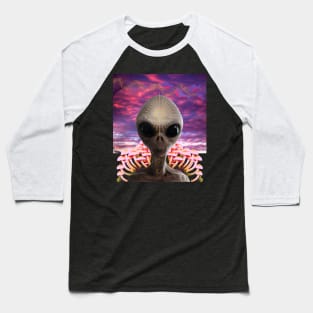 Vaporwave Alien Goa Trip Party Techno Club Pilze Baseball T-Shirt